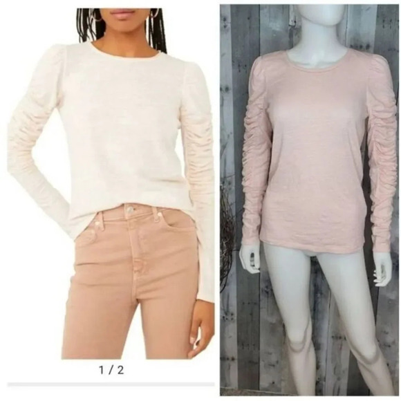 NWOT Free People Natasha Ruffle Sleeve Top In Pink - Picture 1 of 10
